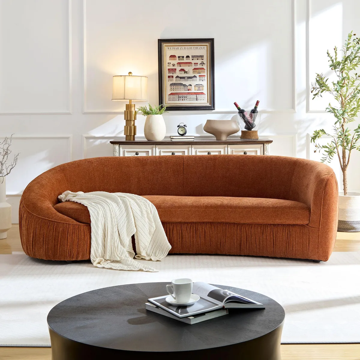 tuphen tuphen 92.13 Inch Curved Sofa Orange — product photo