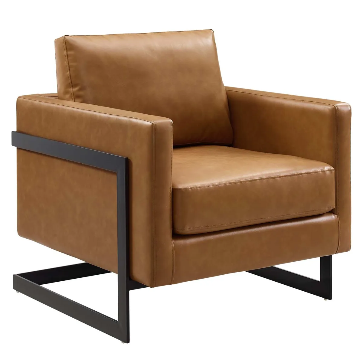 LexMod LexMod Posse Vegan Leather Accent Chair Black Tan home accent — product photo
