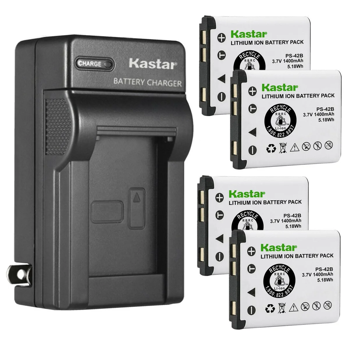 Kastar Kastar PS-42B 4-Pack Battery &amp; AC Wall Charger — product photo