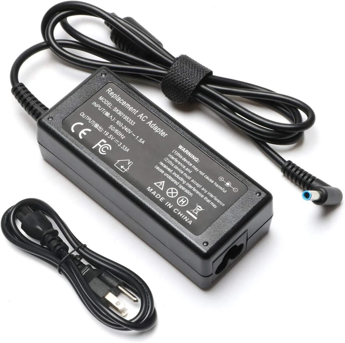 myVolts myVolts LQM 65W AC Adapter 19.5V 3.33A 4.5mm Blue Tip ProBook 450 G3 455 G3 470 G3 15-F009WM 15-F023WM — product photo
