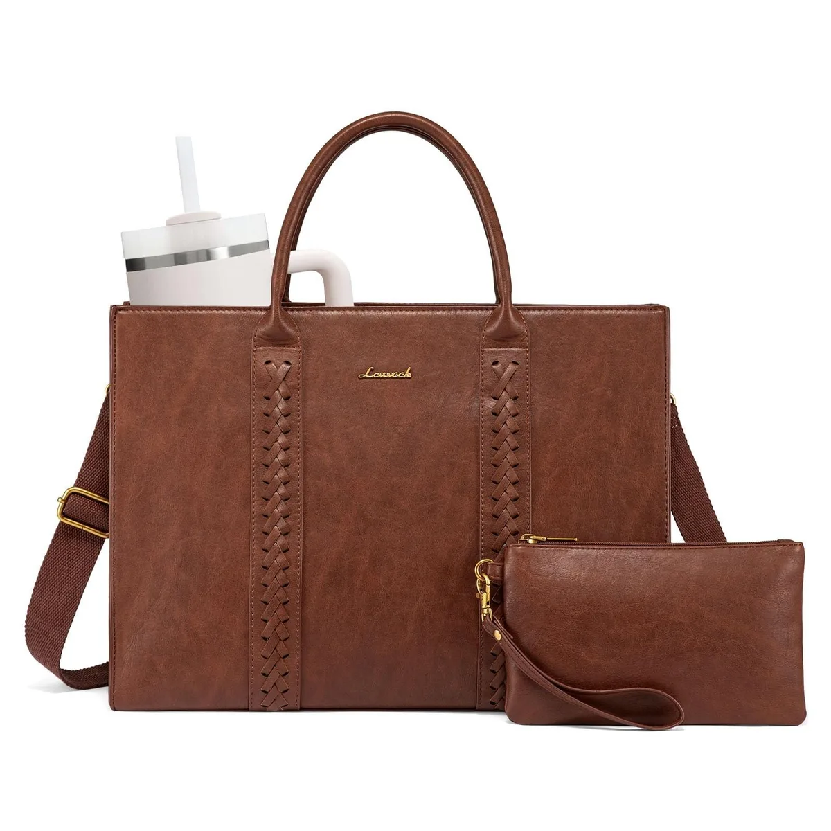 BoYata BoYata 2 in 1 Accessory 17 inch Laptop Tote Bag Brown — product photo