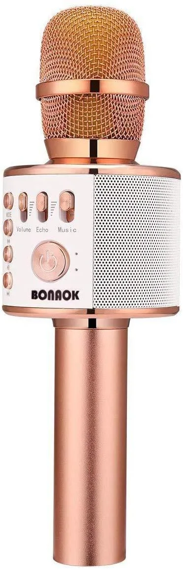 BONAOK Q37 Rose Gold Karaoke Microphone System — product photo