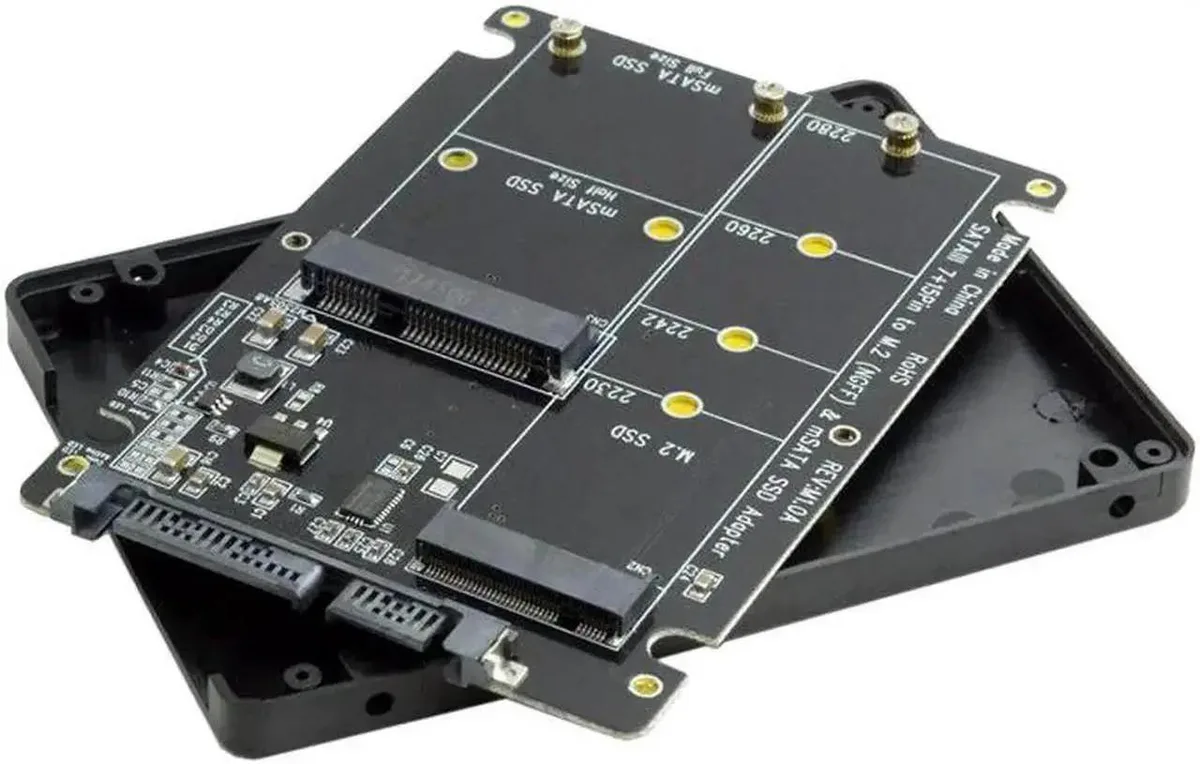 SMUGDESK SMUGDESK 2-in-1 M.2 B-Key &amp; mSATA to SATA 3.0 Adapter Enclosure, SATA 3.2 — product photo
