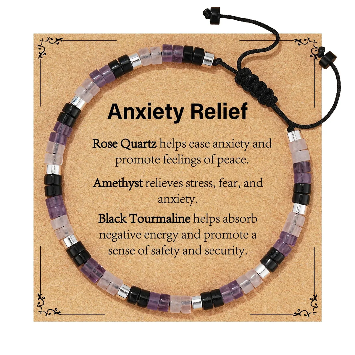 Kalm Amethyst Black Tourmaline Rose Quartz Bracelet — product photo