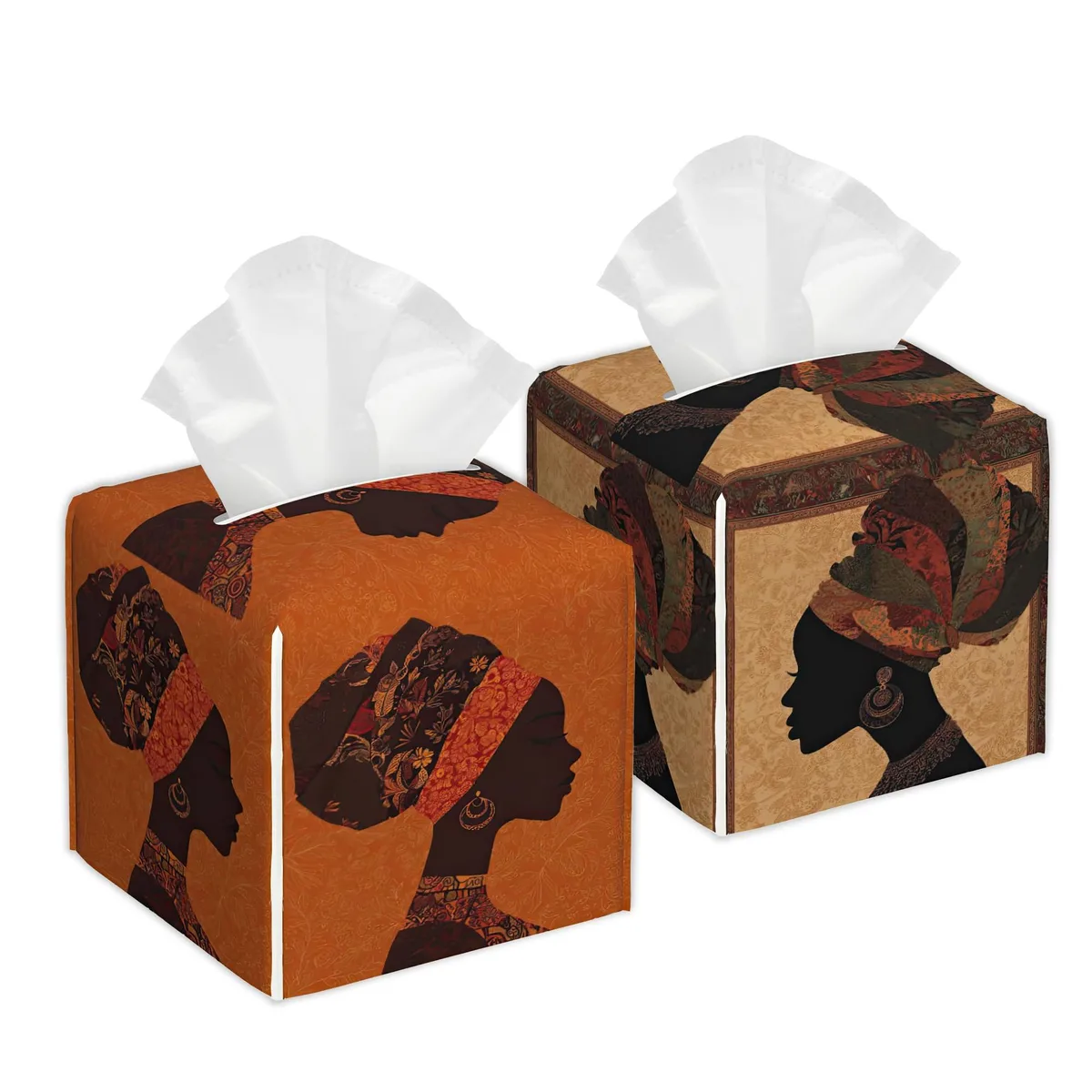  Kodak DKODKO-Tissue Box-01 African Woman Square PU Tissue Box Cover Set of 2 — product photo