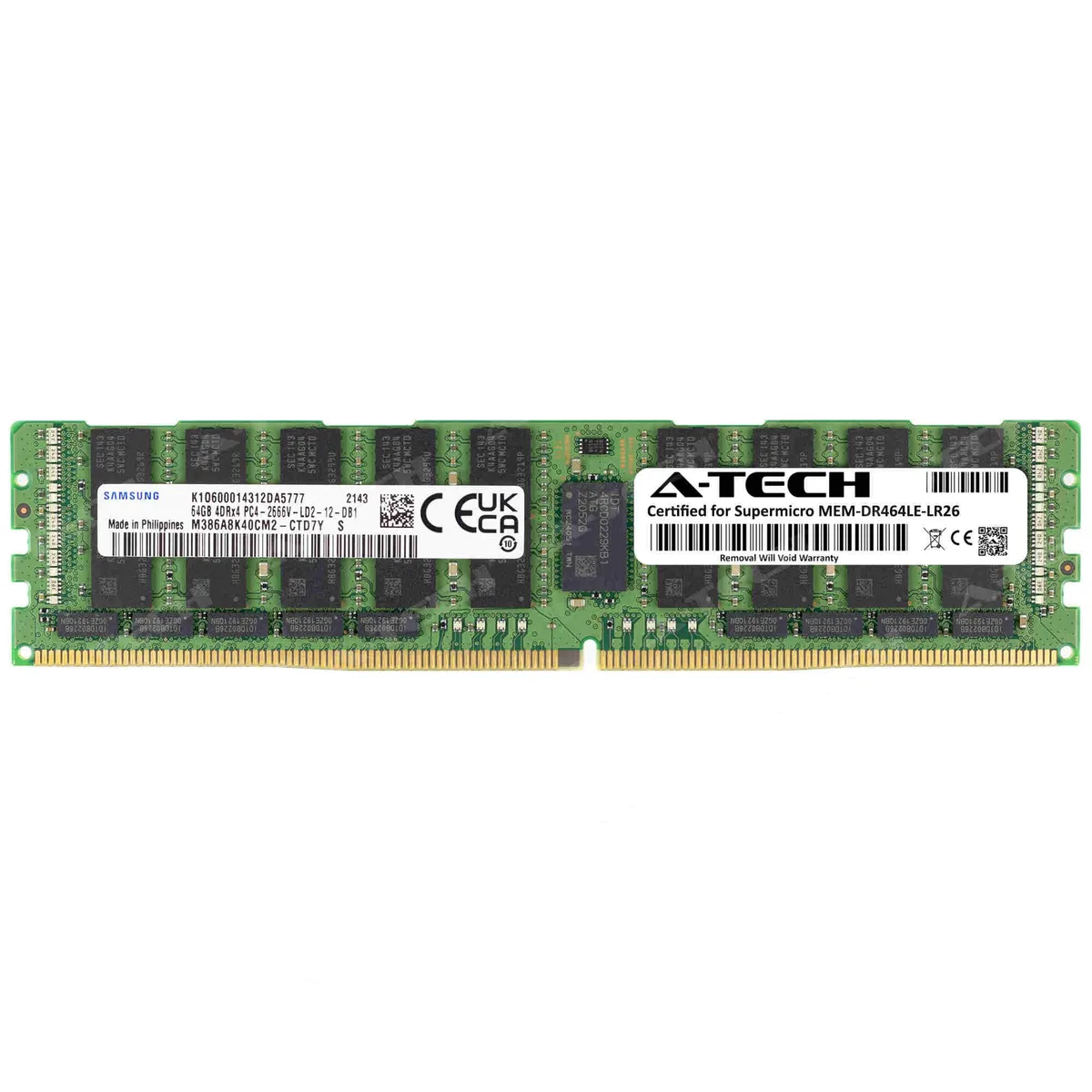 A-Tech A-Tech 64GB DDR4 2666MHz CL19 4Rx4 ECC LRDIMM 288-Pin Server Memory — product photo