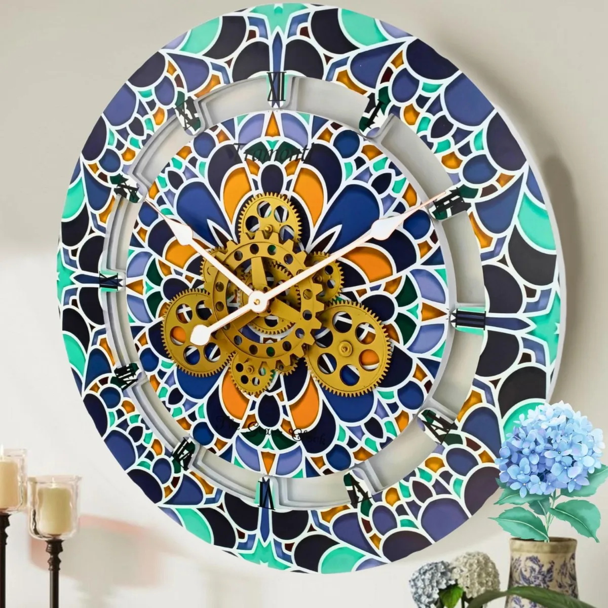 The Gears Clock The Gears Clock Italy Line 24 inch Round Wall Clock Tramonti — product photo