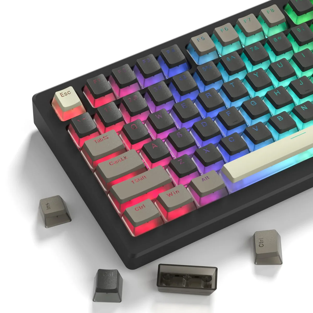 Womier Womier PBT Shine Through Pudding Keycaps 143 Keys Grey Brown OEM Profile keyboard accessory — product photo