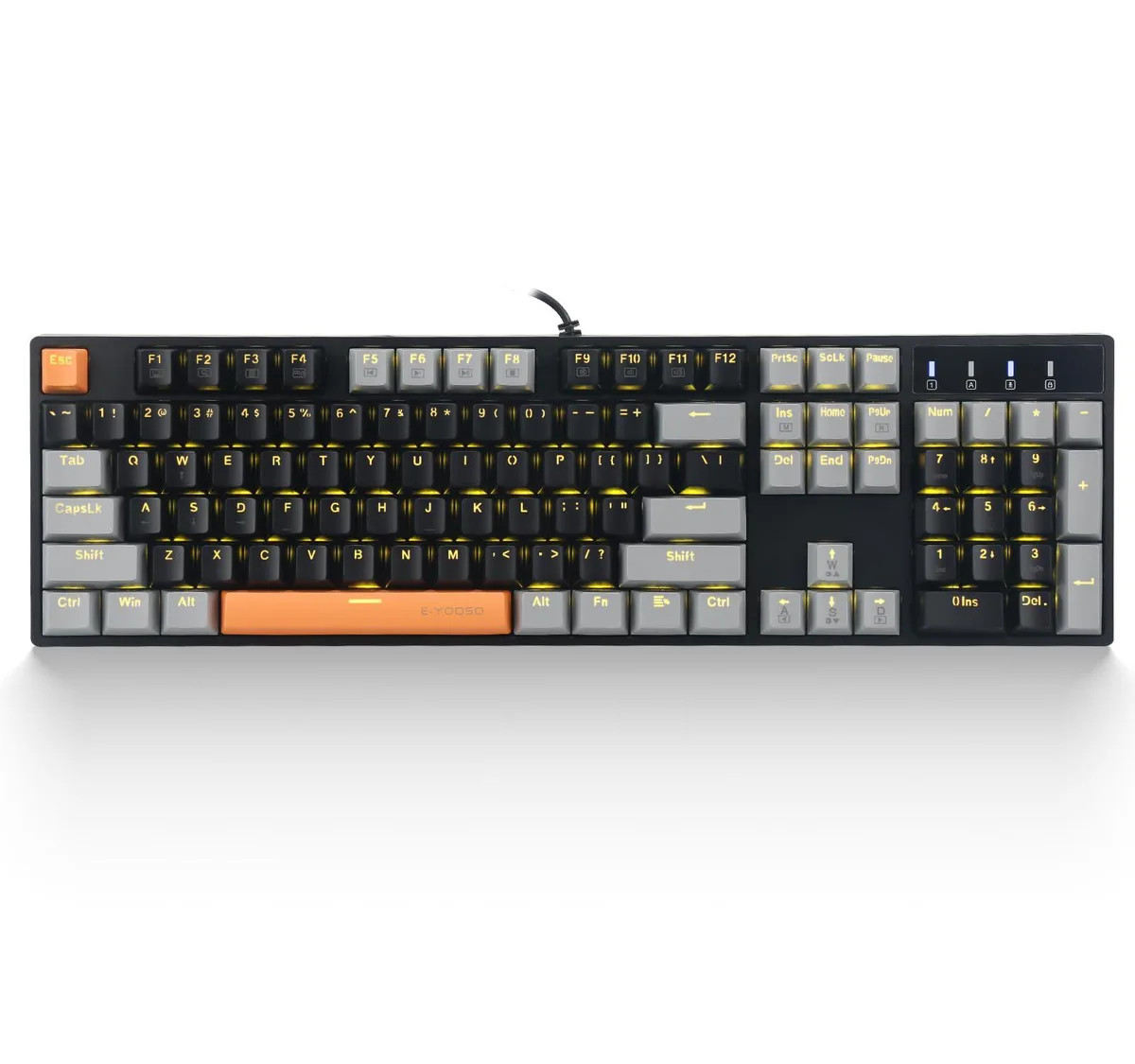 Redragon Z-14 Mechanical Keyboard 104 Key Red Switch Hot Swappable Yellow Backlit Black Grey — product photo