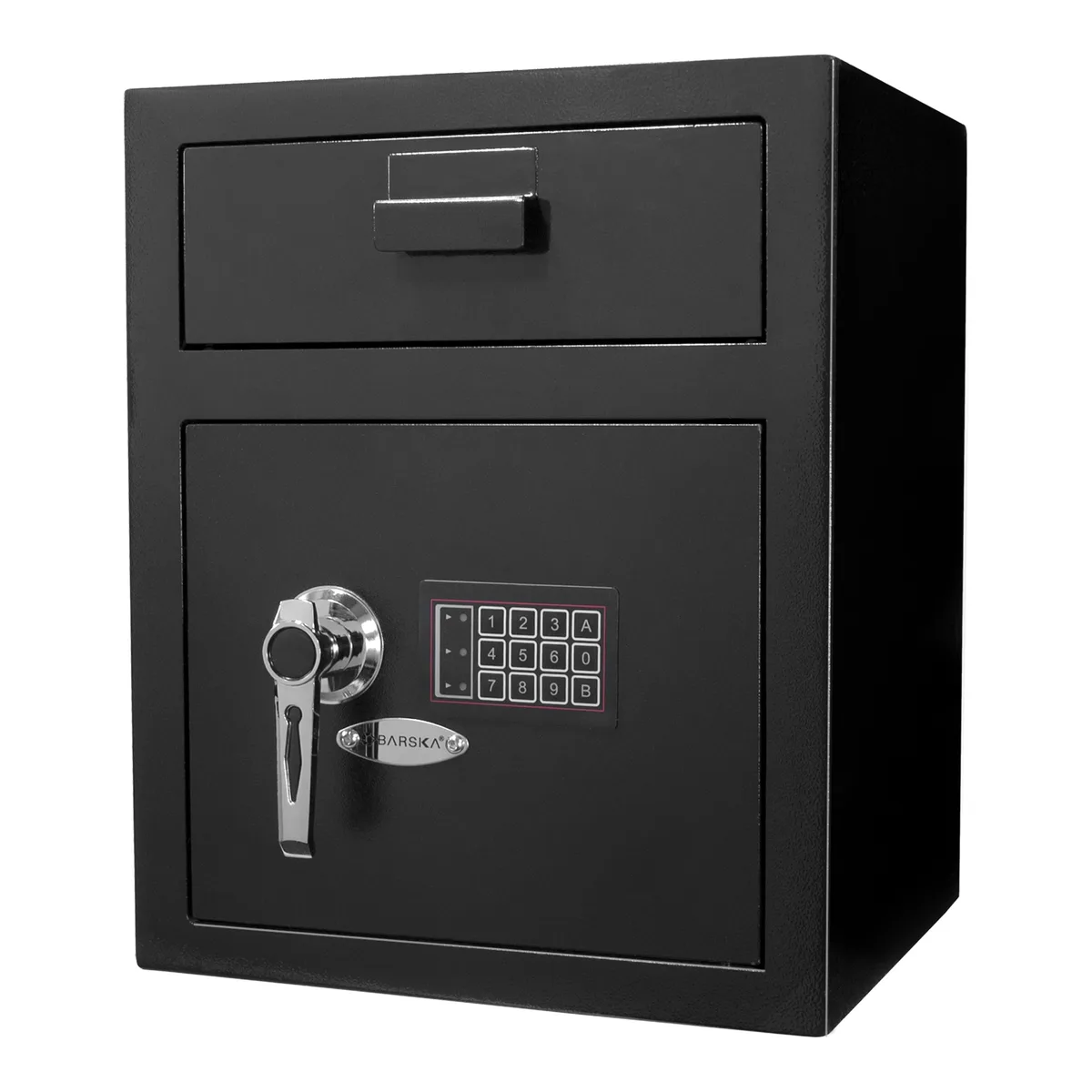 Large black depository safe with keypad and drop slot