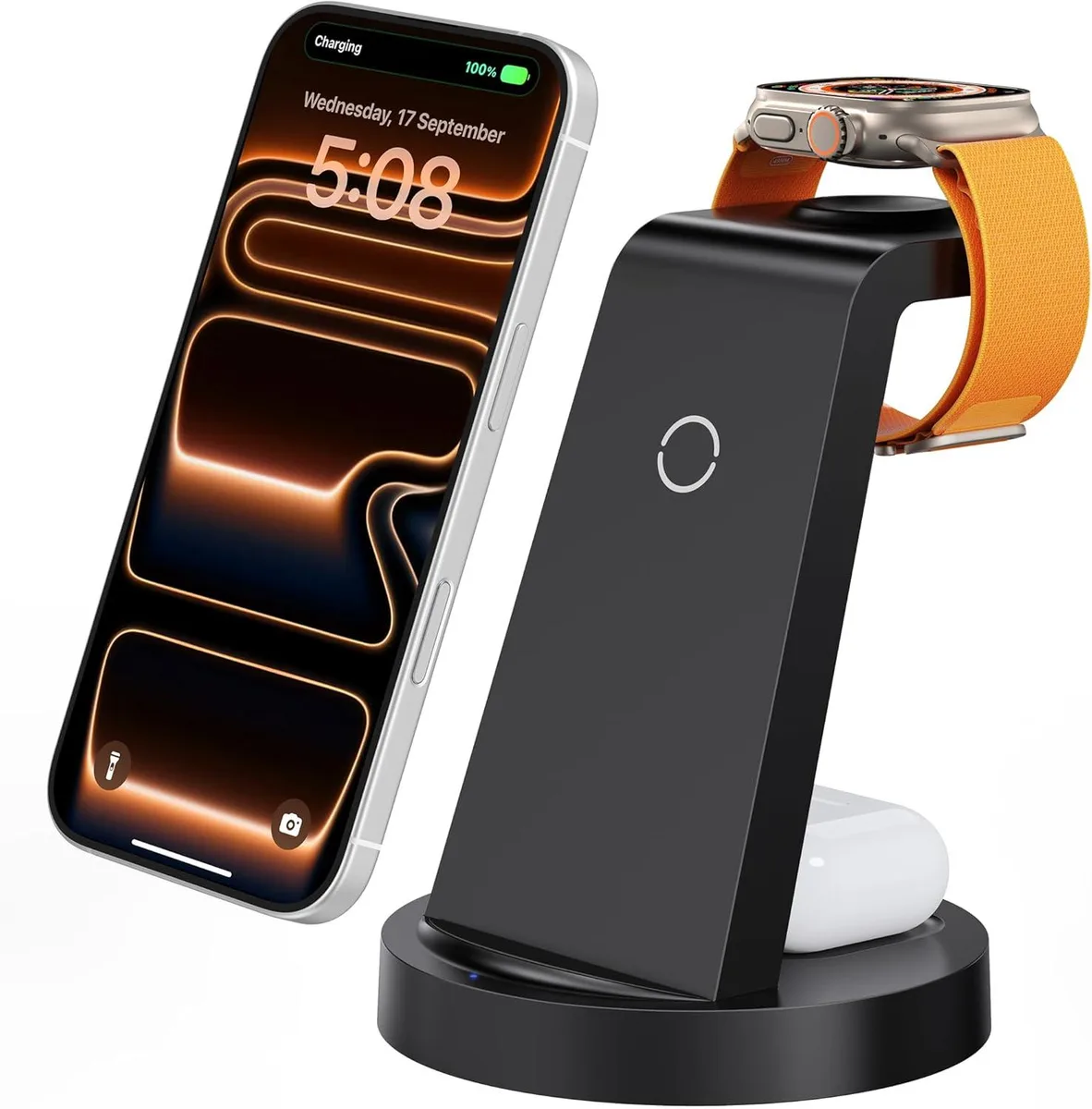 Corn Electronics Corn Electronics 3-in-1 Wireless Charger Black 15W 18W USB-C — product photo