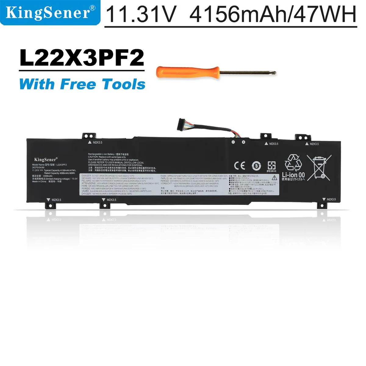 KingSener KingSener L22X3PF2 laptop battery 11.31V 4156mAh 47WH — product photo