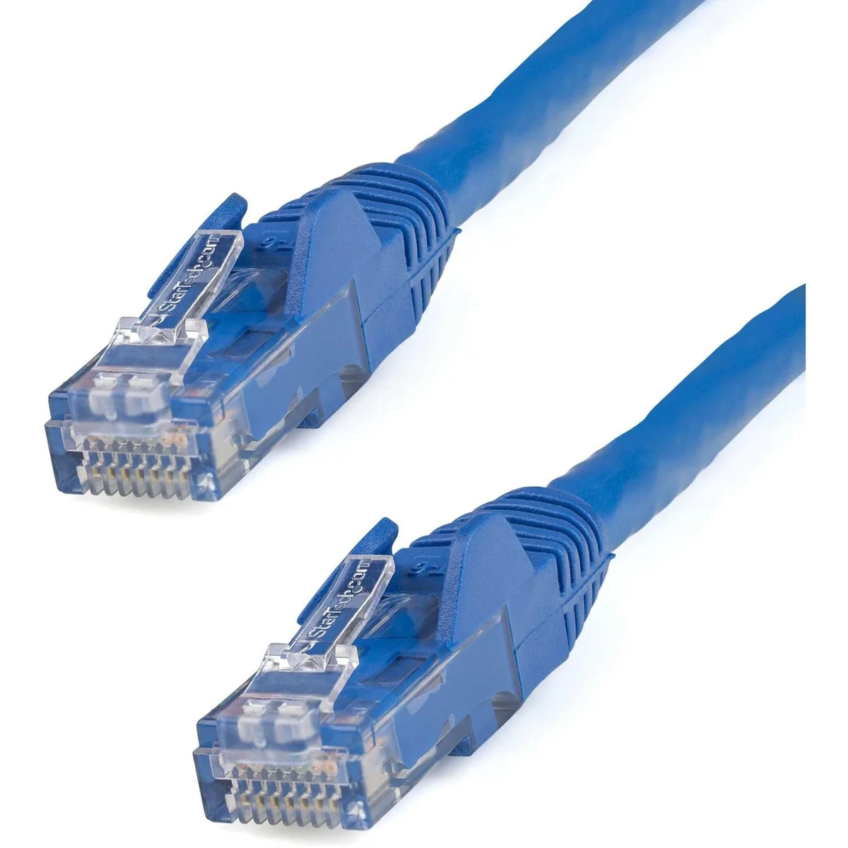 Blue Cat6 patch cable with snagless gold RJ45 connectors, 25 ft length