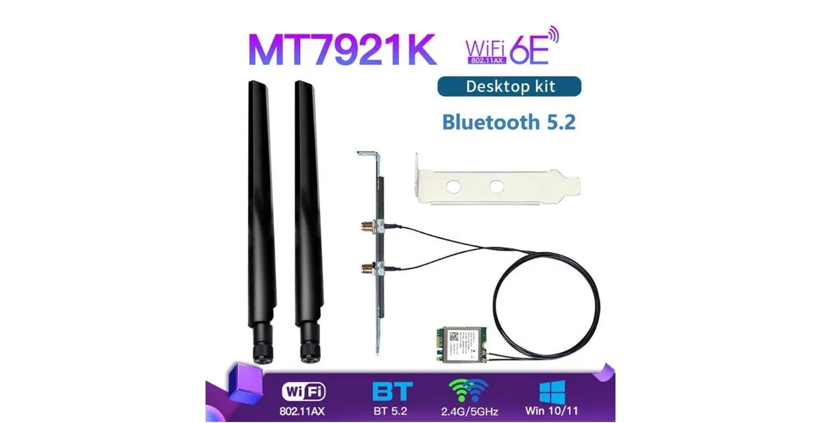 Aomoproing Aomoproing MT7921K Wi-Fi 6E adapter Bluetooth 5.2 M.2 22x30mm Windows 10 11 64-bit — product photo
