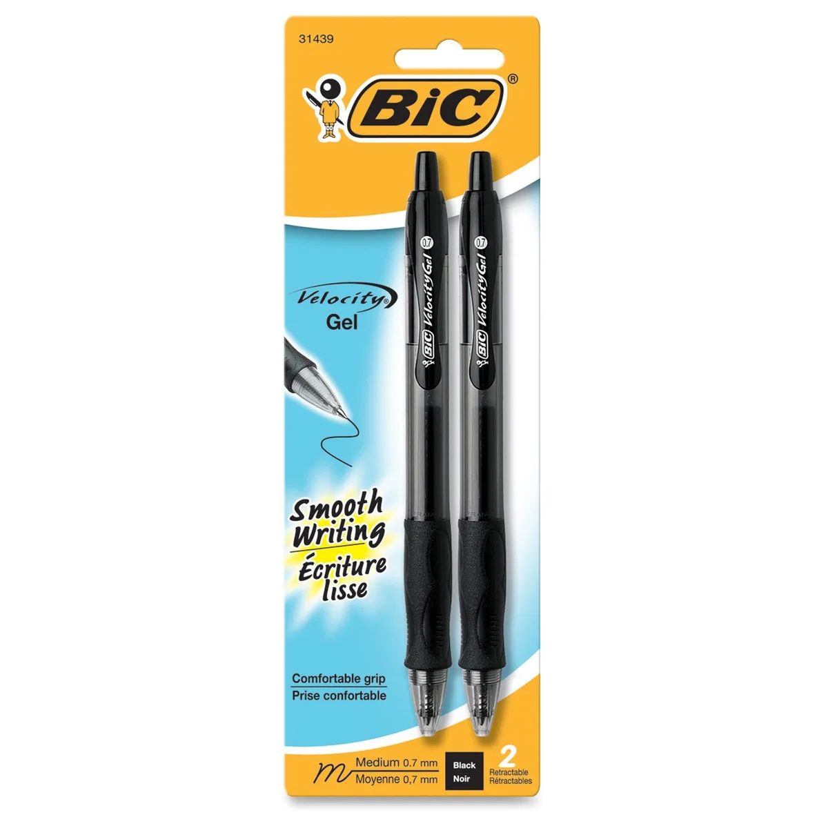 BIC BIC RLCP21BK Gel Retractable Pens 0.7mm 2 Pack Black Educational Supplies — product photo