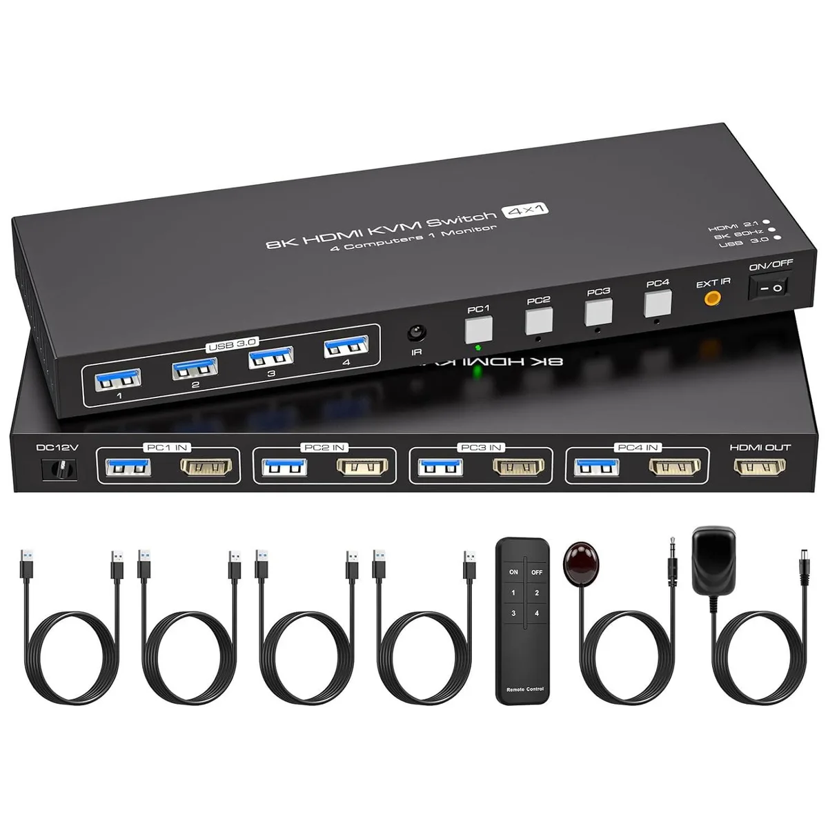 WRIARICH WRIARICH 4 Port HDMI 2.1 KVM Switch 8K@60Hz 4K@120Hz — product photo