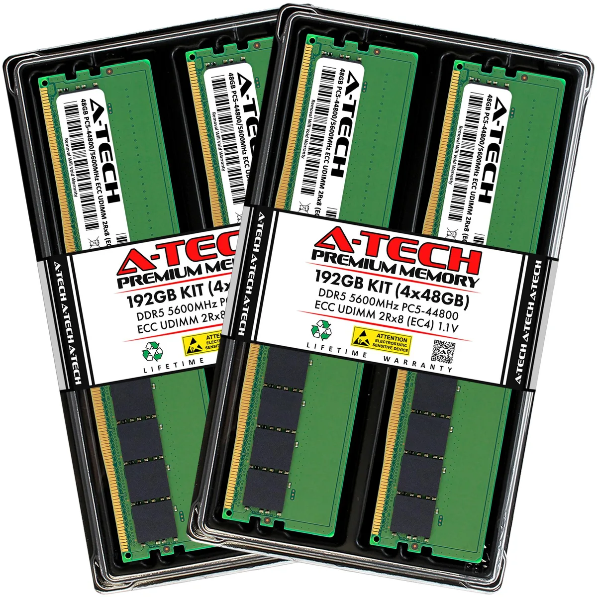 A-Tech A-Tech 192GB (4x48GB) DDR5-5600 ECC UDIMM 2Rx8 Server RAM Kit — product photo
