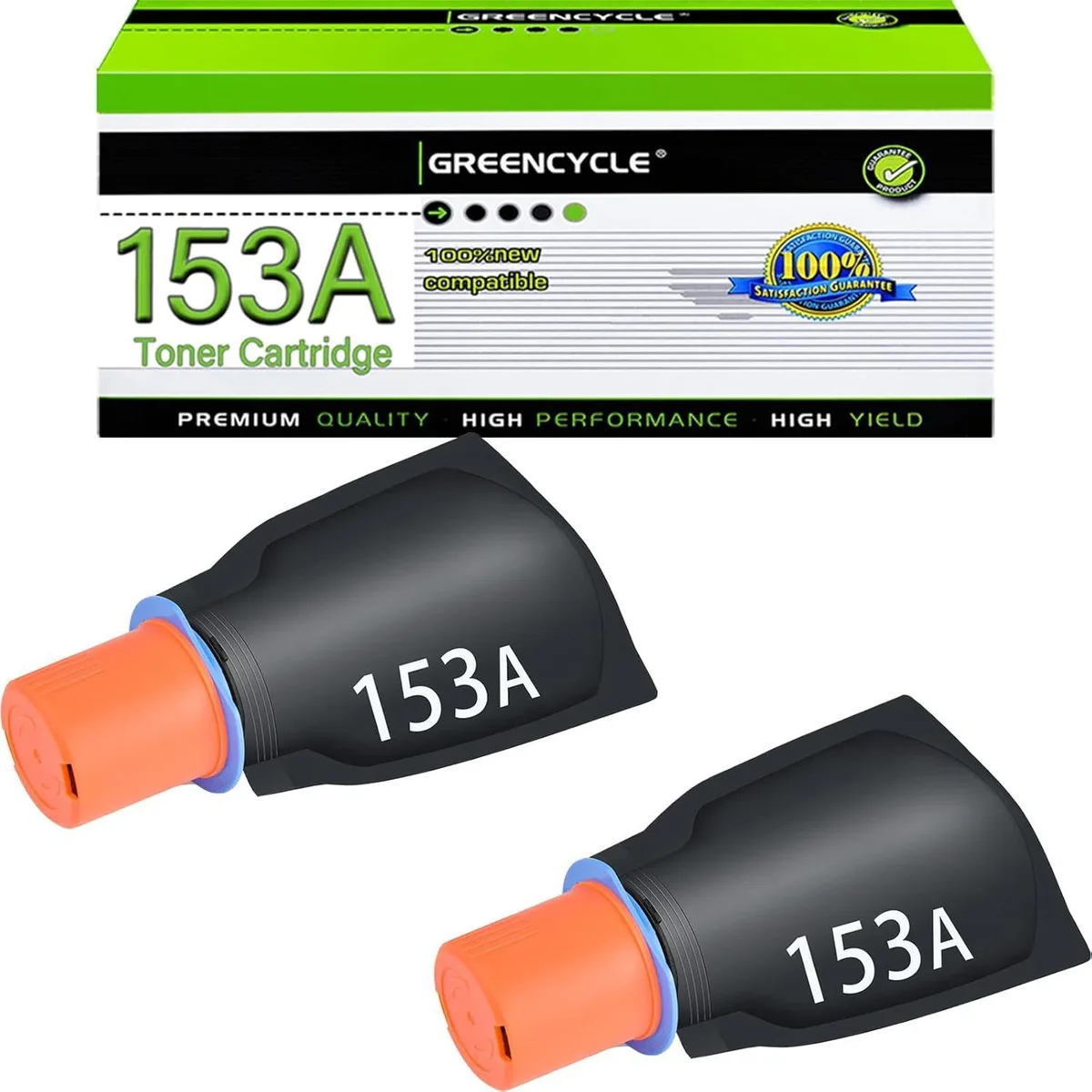 GREENCYCLE GREENCYCLE W1530A 153A Black Toner Cartridge 2 Pack 2500 Pages — product photo