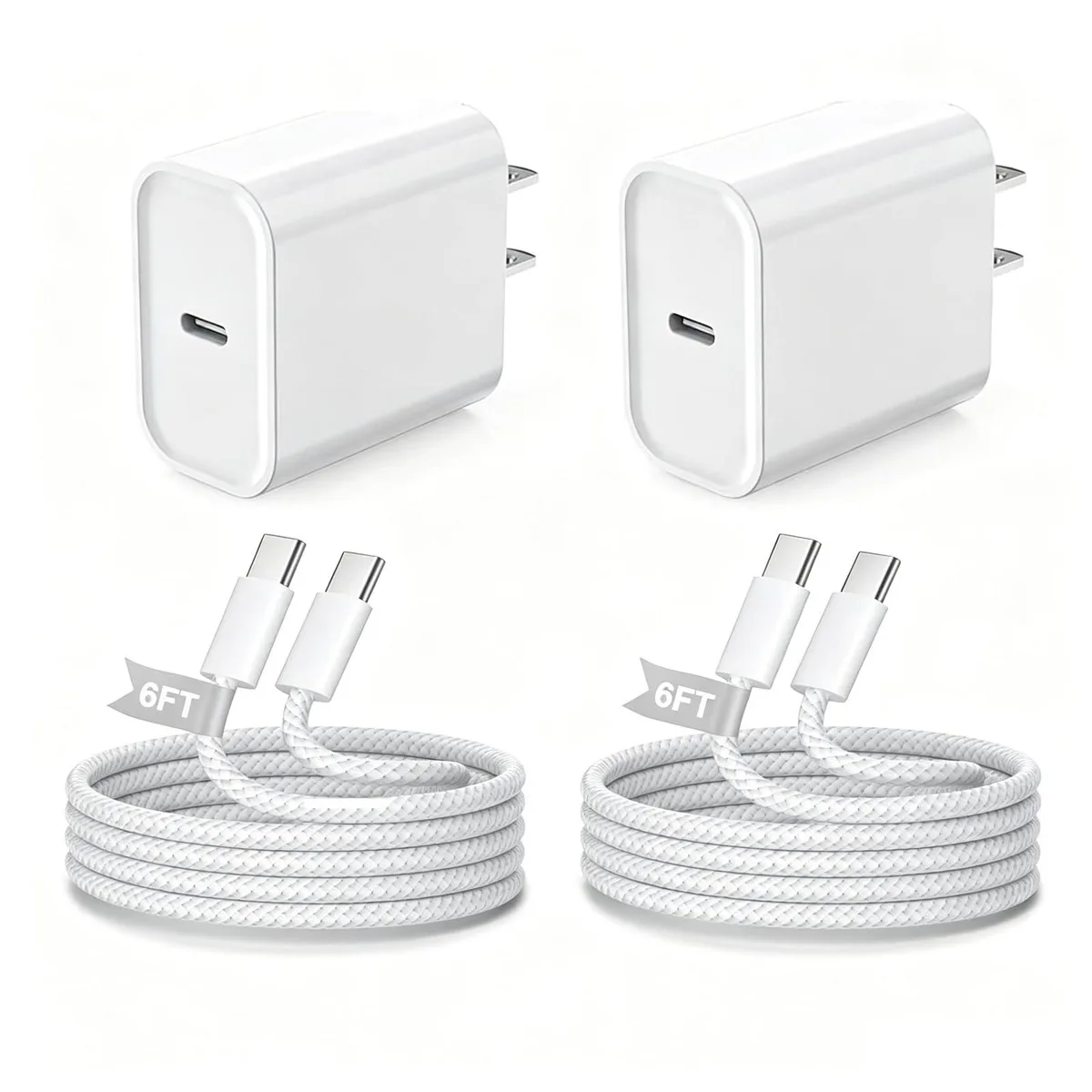  Blechmeki 20W USB-C charger with 6ft woven cable 2-pack — product photo