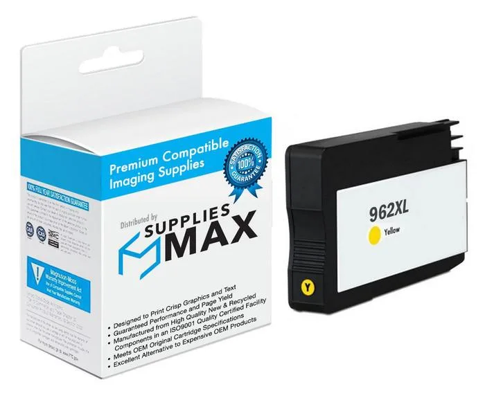 SuppliesMax SuppliesMax Yellow Inkjet Cartridge 962XL 1600 Pages — product photo