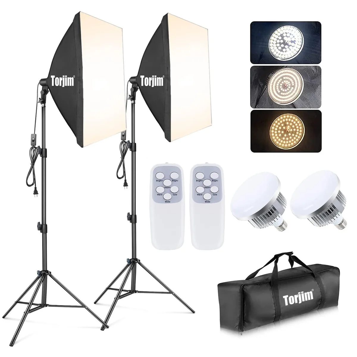  Torjim ST-10877 2×27″ Softbox Lighting Kit 85W 3000K-7500K Remote — product photo