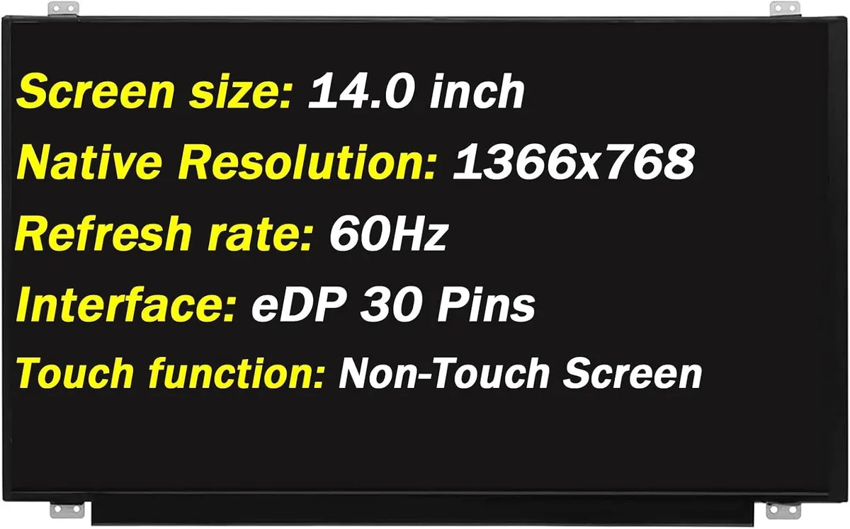 NUOLAISUN NUOLAISUN 14" HD 1366x768 30-pin 60Hz LCD laptop screen — product photo