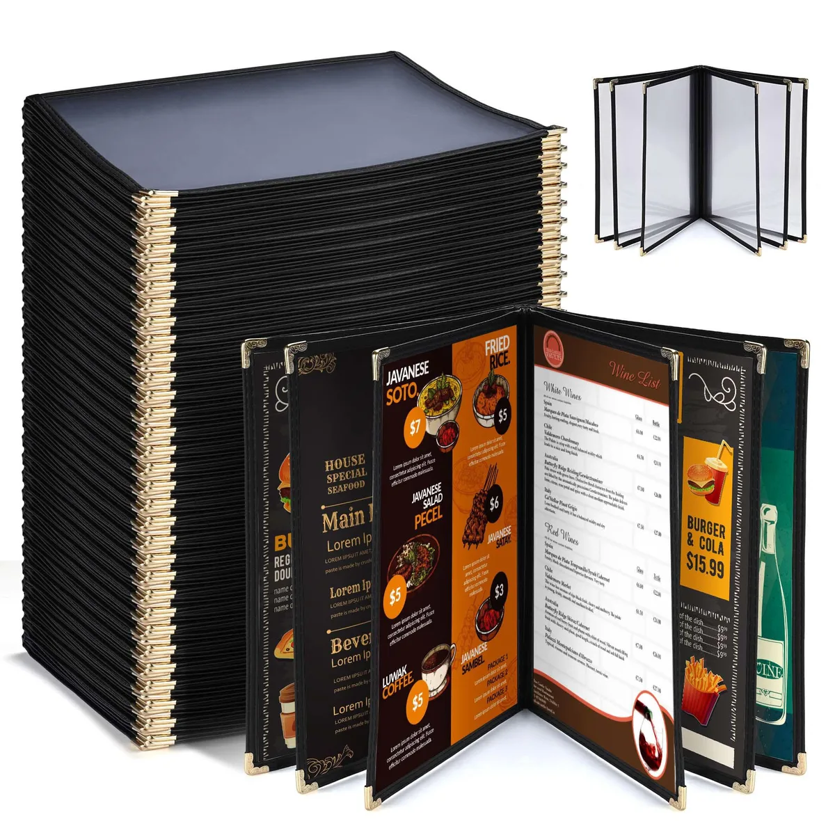 Yescom USA, Inc. Yescom USA, Inc. 26MNC031-811B6-06-30 30 Pack Menu Covers 8.5 x 11" 6 Pages 12 Views — product photo