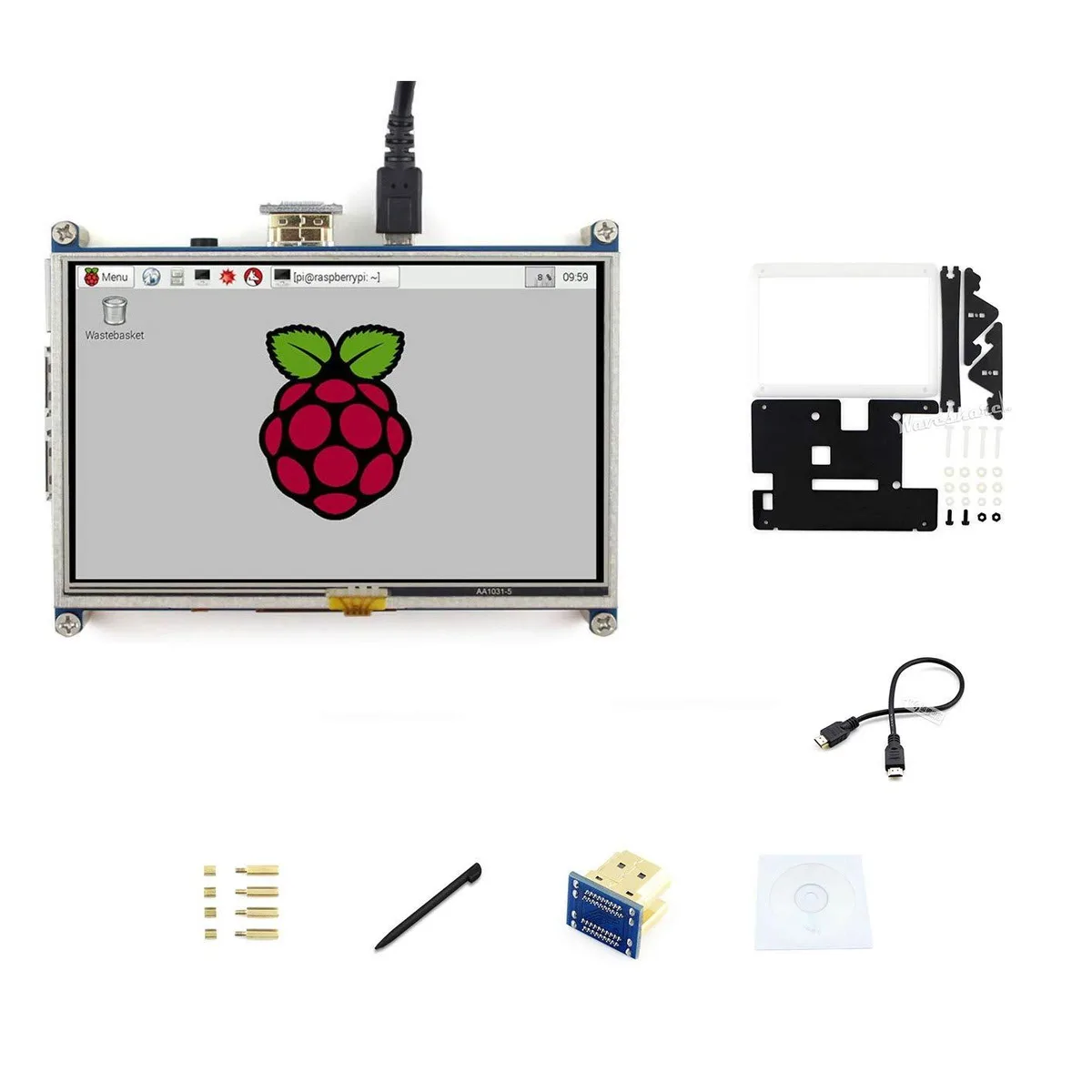 LORDWORLD LORDWORLD 5 inch 800x480 Resistive Touch HDMI LCD with Bicolor Holder Case — product photo