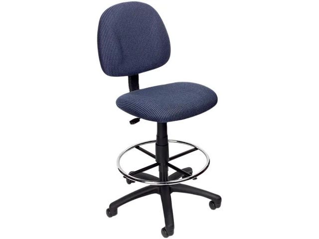 BOSS Office Products BOSS Office Products B1615-BE Blue Drafting Stool 27" Nylon Base 20" Foot Ring 250 lbs Office Furniture — product photo