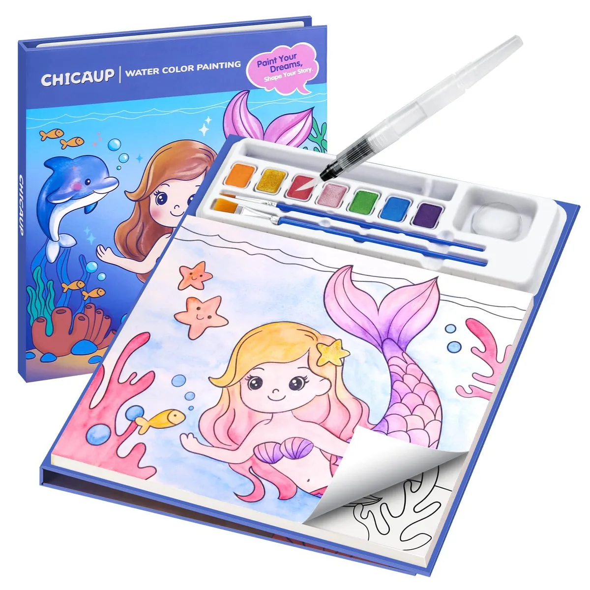  CHICAUP SC138 Watercolor Painting Kit 24 Pages 8 Colors Blue 0.39 kg — product photo