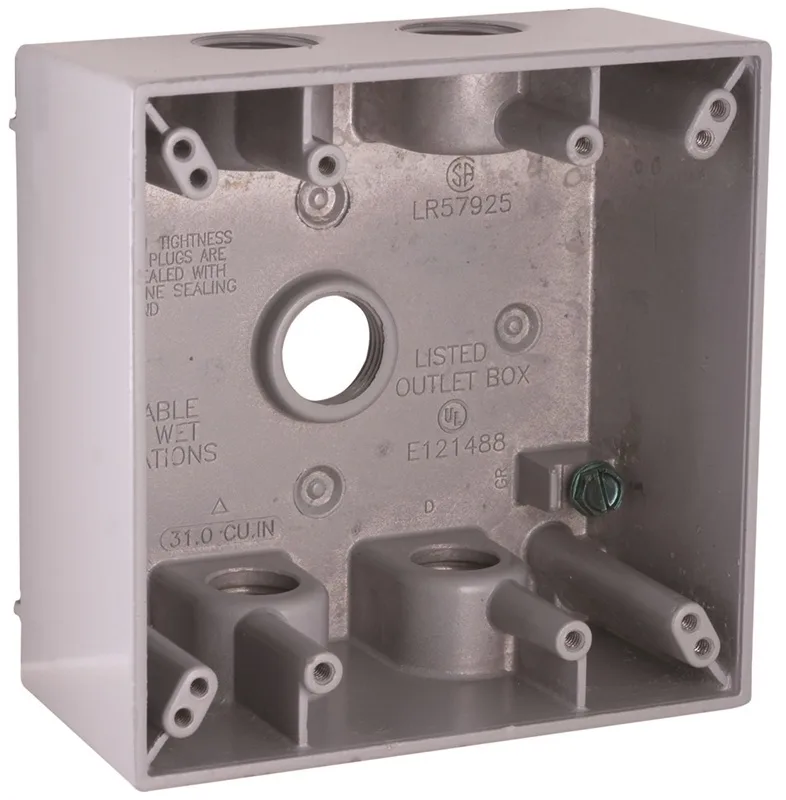 Hubbell Incorporated Hubbell Incorporated 2-Gang Gray Aluminum Box 5 Outlets 1/2 In NPT 5337 — product photo