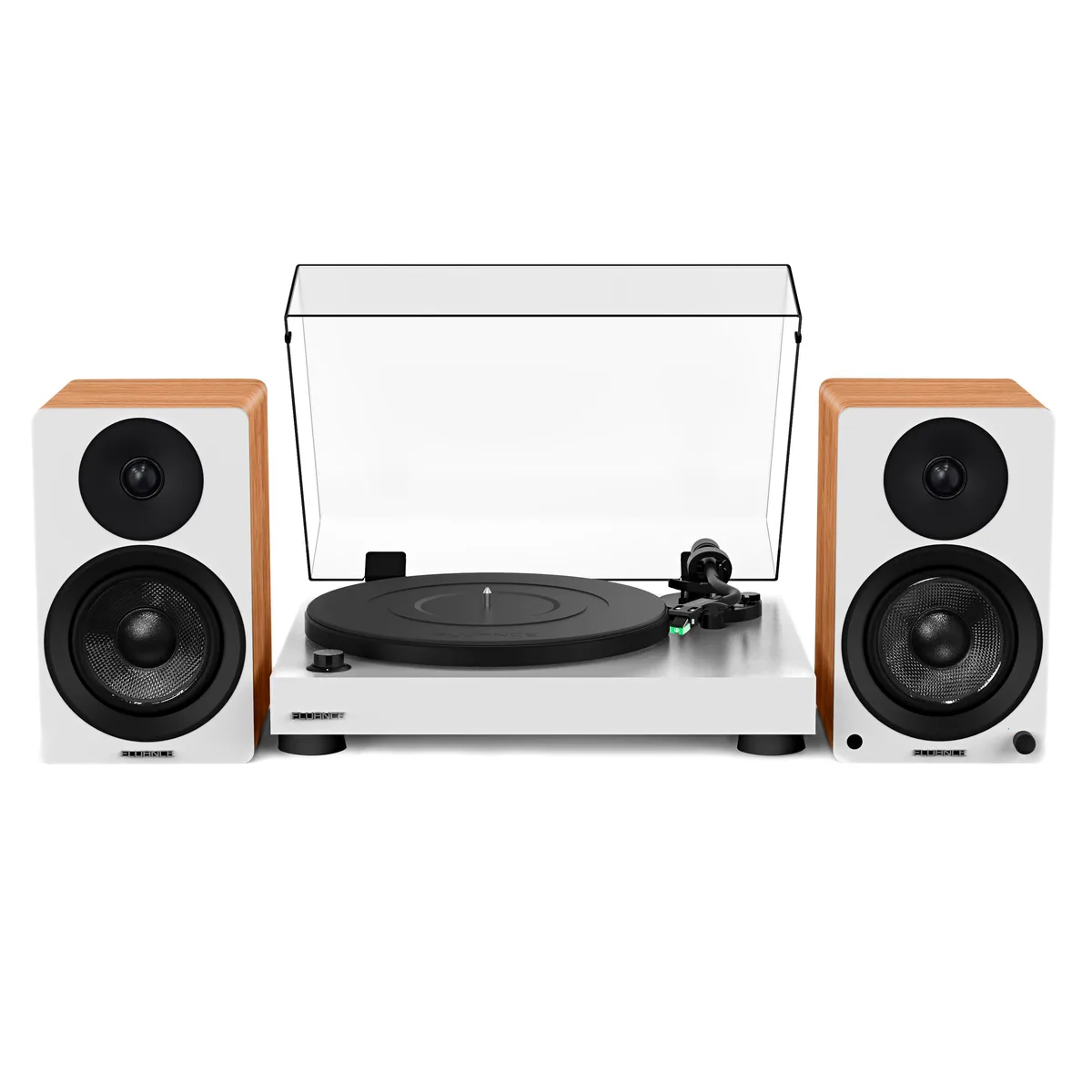 Fluance Fluance RT81 Elite turntable with Ai41 speakers (White/Lucky Bamboo) — product photo