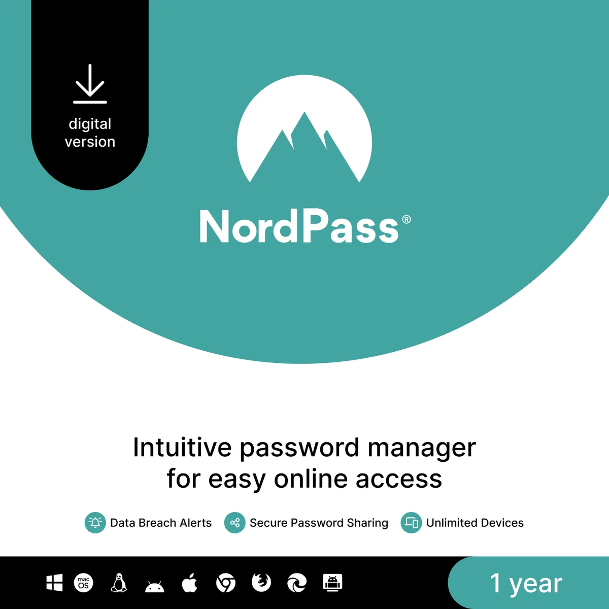 NordVPN NordVPN RL-0048-E NordPass Password Manager 1 Year Unlimited Devices internet security — product photo