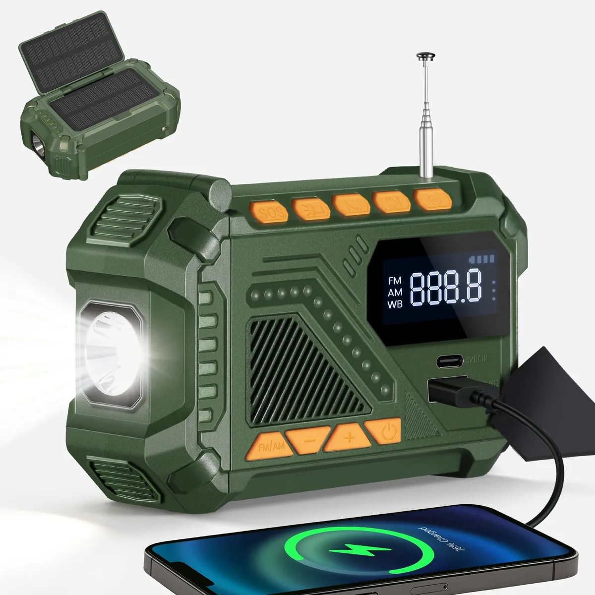 VXF H30 Emergency Radio 5000mAh AM/FM/WB Solar Hand Crank Grey — product photo