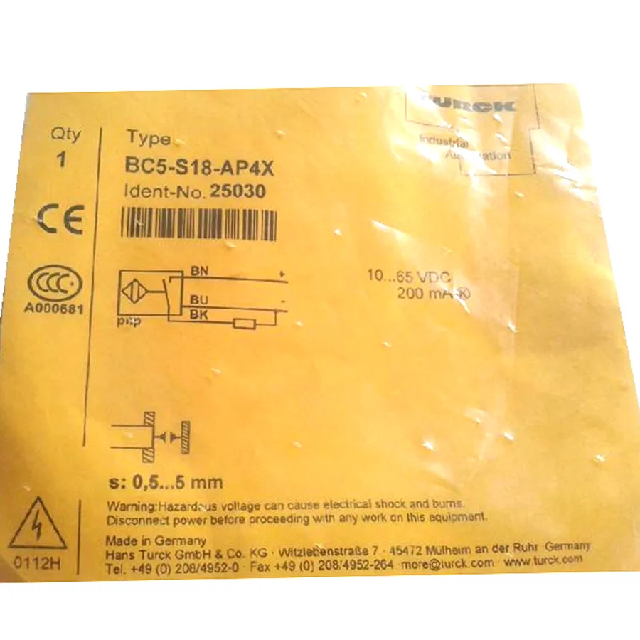 Turck Turck BC5-S18-AP4X 25030 Inductive Sensor PNP M18 10-65 VDC — product photo