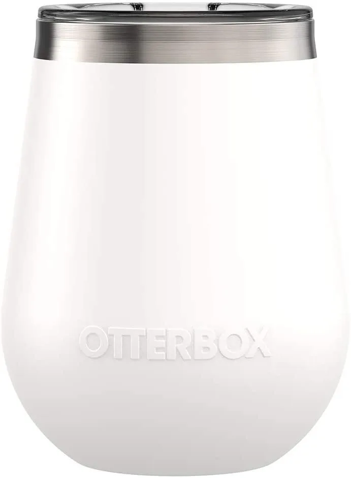 White stainless steel stemless wine tumbler, 10 oz