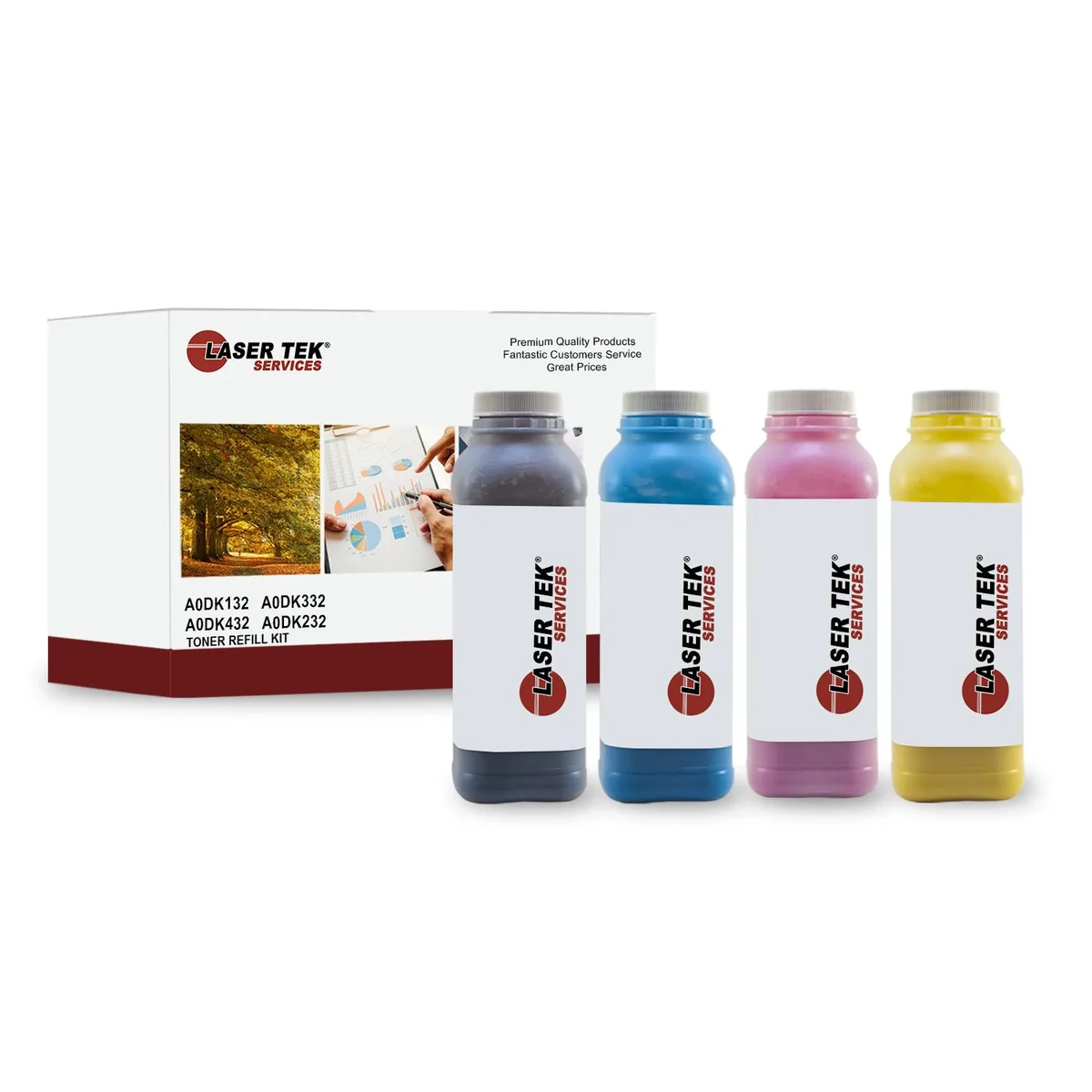 Laser Tek Services Laser Tek Services 4PK Toner Refill for Konica Minolta 4650 4690MF A0DK132 A0DK432 A0DK332 A0DK232 — product photo