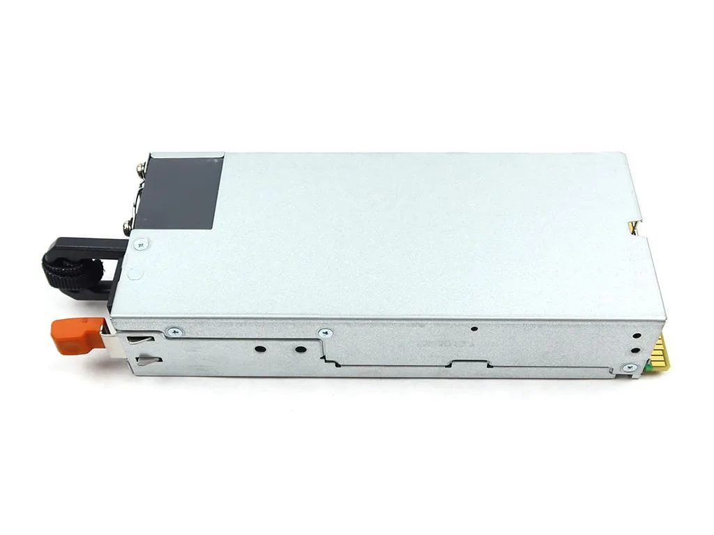 Rectangular metal server power supply unit with ventilation grille and label showing 1400W rating
