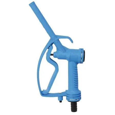 Dayton 33NT08 3/4 in fuel control nozzle, straight spout, nylon stainless steel Viton body, trigger guard and hanger included