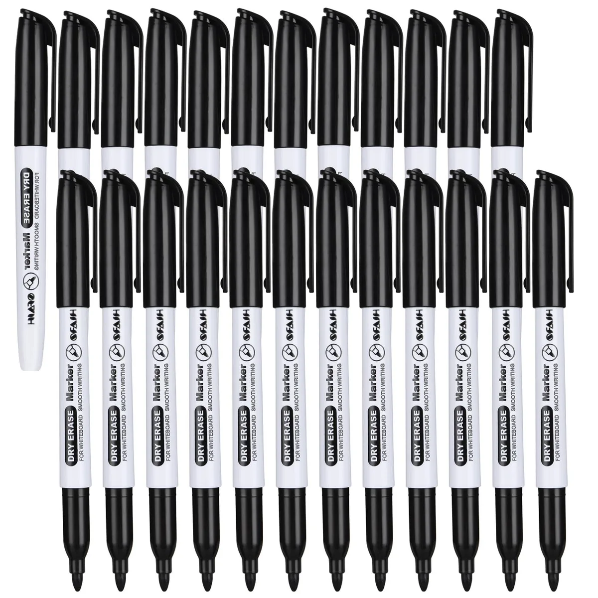 Box of 24 black fine-tip dry-erase markers