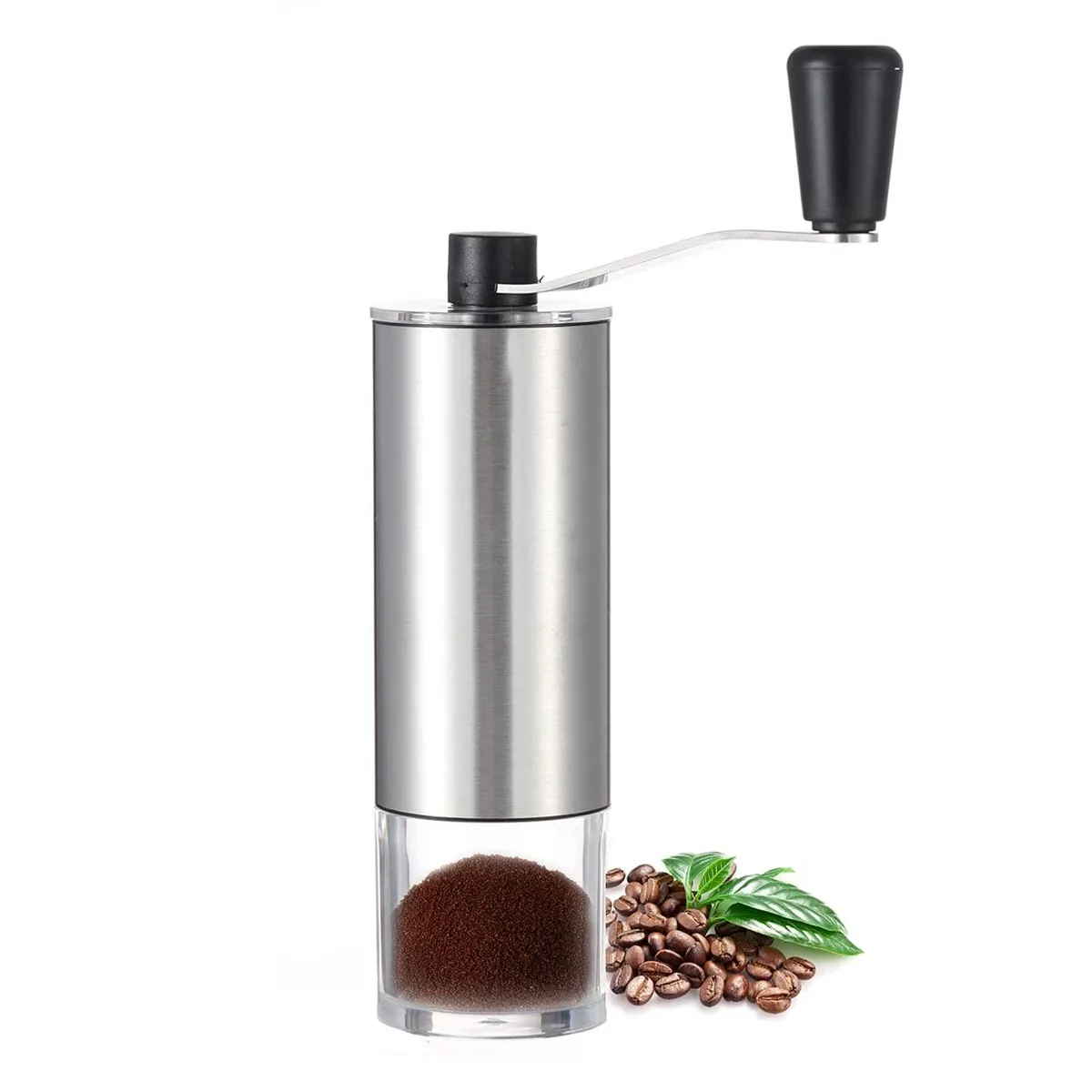 LHS Manual Coffee Grinder Ceramic Conical Burr Silver 6.18in 276.4g — product photo