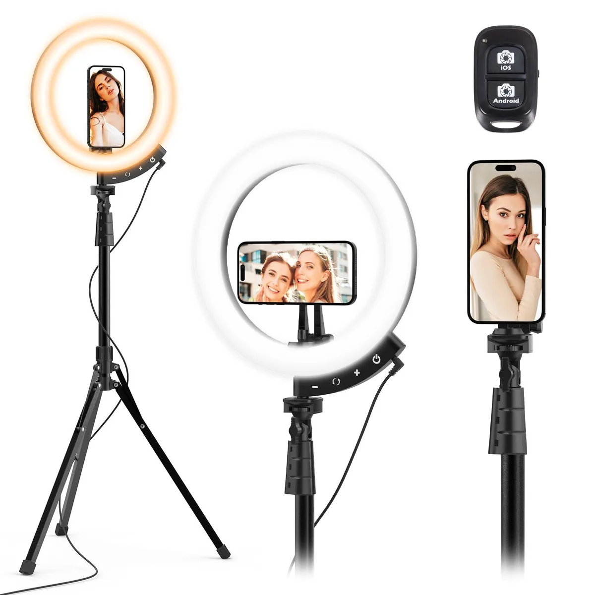 Neewer TBC001 12in LED Ring Light Studio with 62in Tripod and Magnetic Phone Holder (Black) — product photo