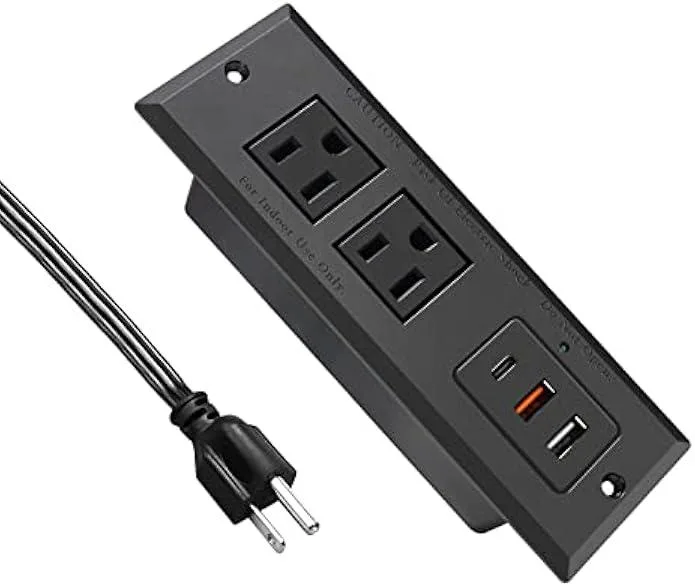 TAURKENAM TAURKENAM 20W Recessed Power Strip USB-C Black power adapter — product photo