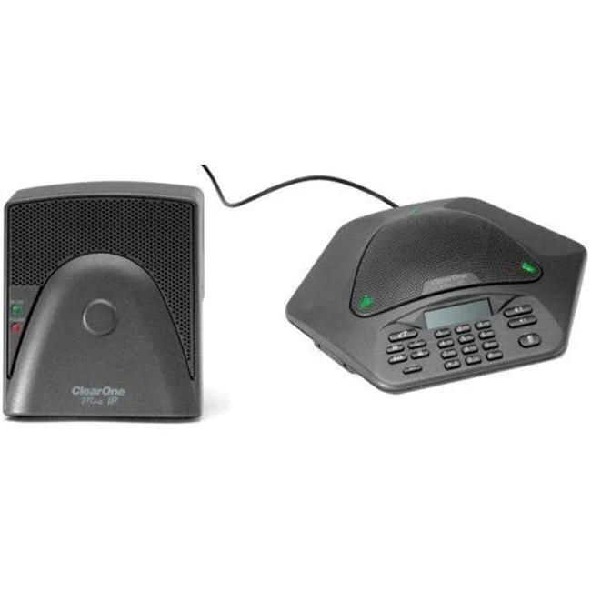 Clear One CO-910-158-370 conference phone, black rectangular unit with keypad and display