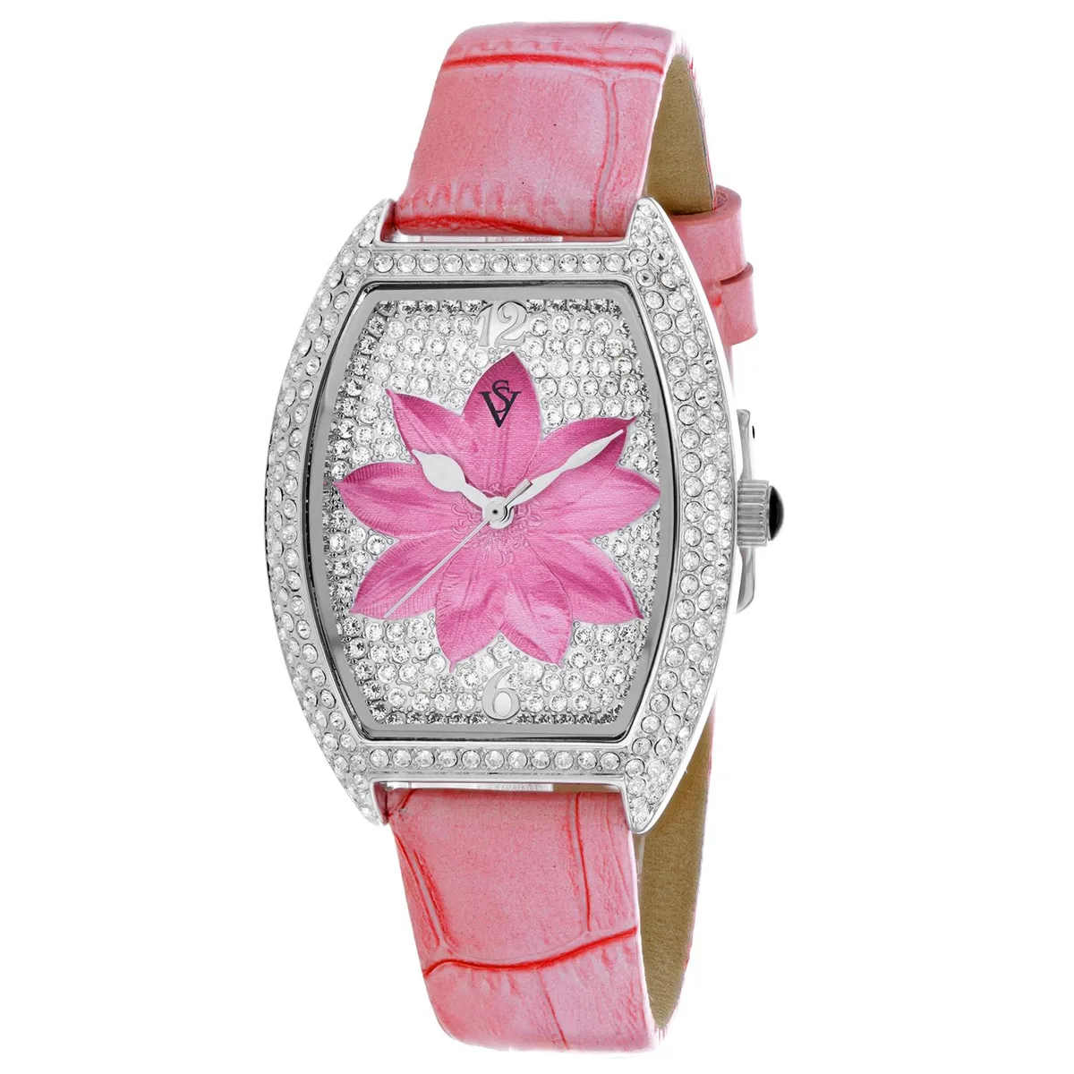 Christian Van Sant CV4852 pink dial watch with stainless steel case and leather strap