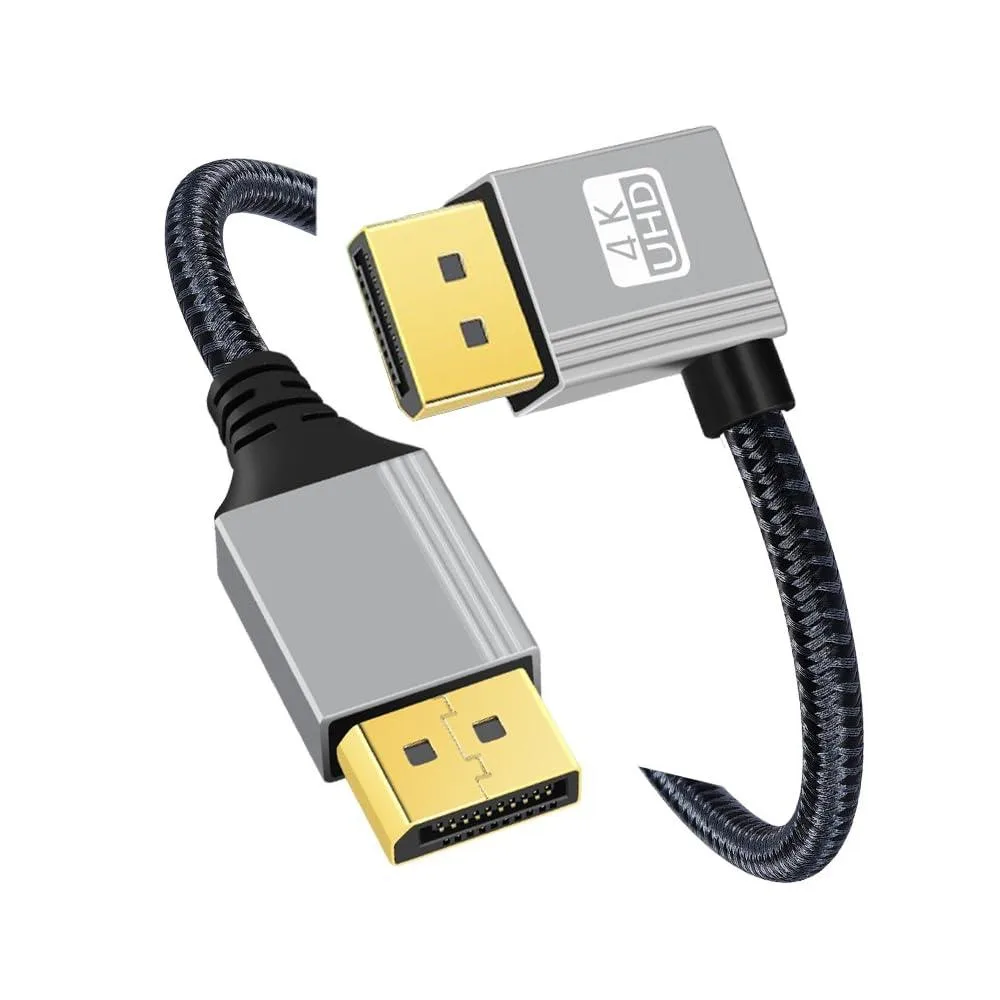 Vszerda Vszerda Left Angled DisplayPort Cable 4K 60Hz 90° 200cm Silver Sleeve — product photo