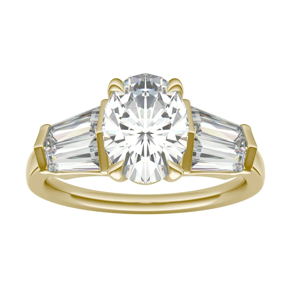Charles & Colvard Charles & Colvard 9x7mm Oval Moissanite 14K Yellow Gold Engagement Ring Size 9 3.26cttw DEW — product photo