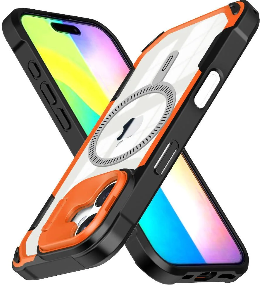 Nakedcellphone Nakedcellphone CamStand Hybrid Case for iPhone 16 MagSafe Neon Orange — product photo