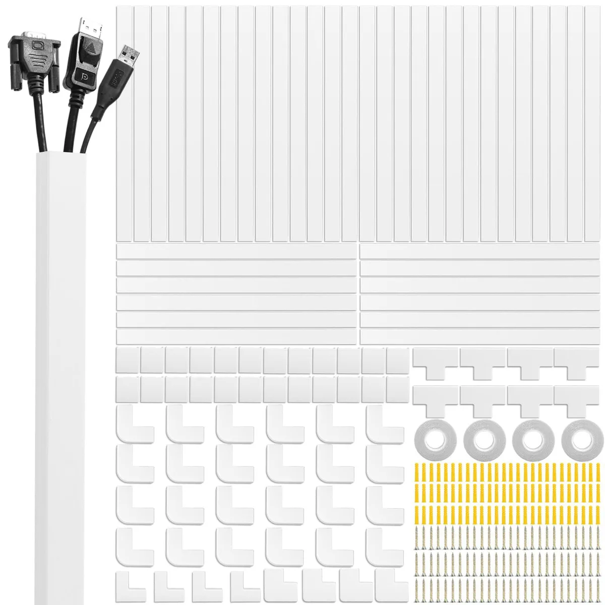  Oleitodh Cord Cover Raceway Kit 40 Pcs 628 in White Self-Adhesive — product photo