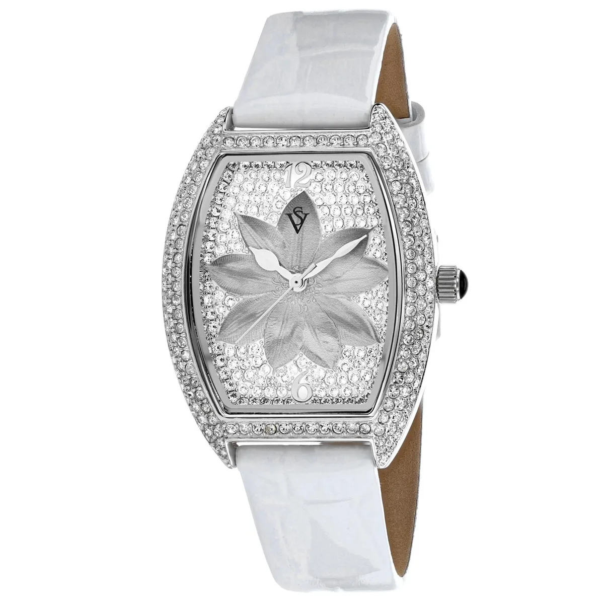 Christian Van Sant CV4851 white dial quartz watch with stainless steel case and leather strap
